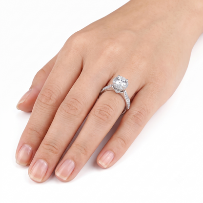 14k White Gold Halo Moissanite 1ct Halo Engagement Rings W/Center Stone