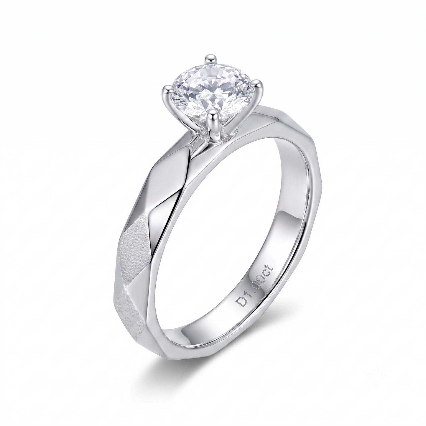 14k White / Rose / 1 Carat Yellow Gold Engagement Ring Solitaire Moissanite