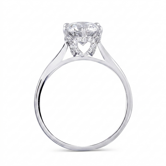 14k White Gold Hidden Halo With Hearts Moissanite Ring 1ct