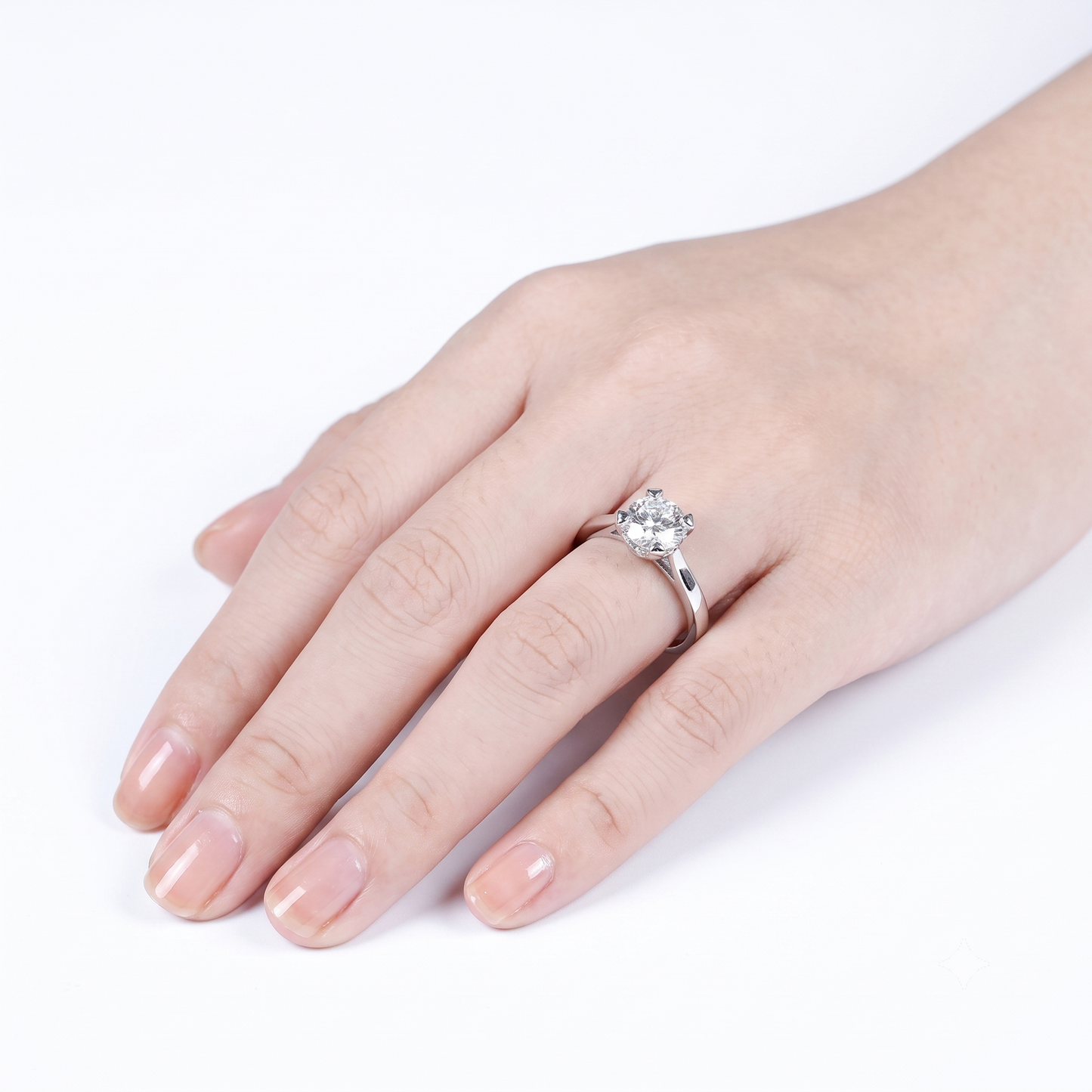 14k White Gold Hidden Halo With Hearts Moissanite Ring 1ct