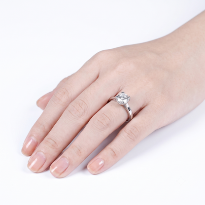 14k White Gold Hidden Halo With Hearts Moissanite Ring 1ct