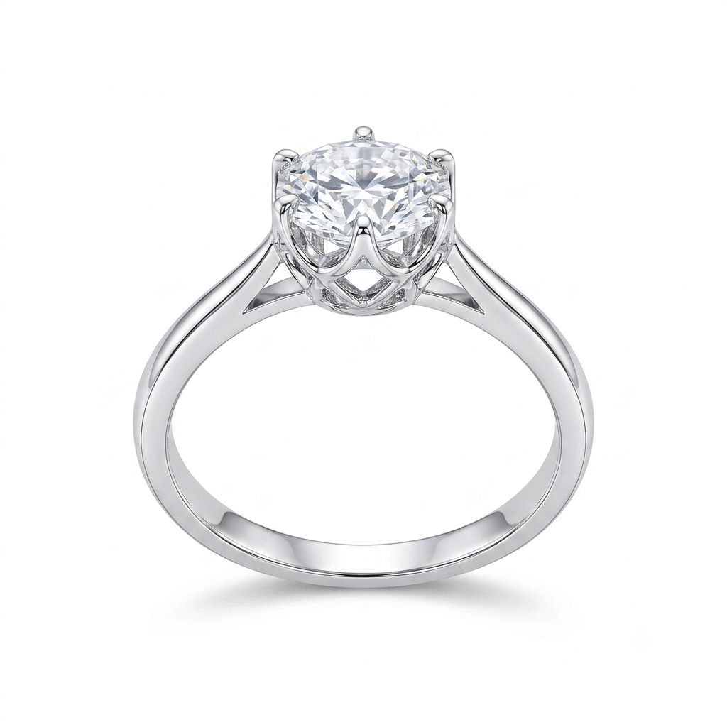 18k White Gold Solitaire Moissanite Ring 1ct