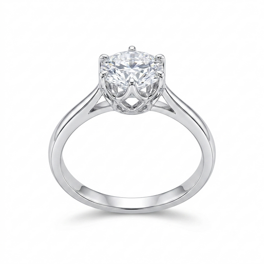 18k White Gold Solitaire Moissanite Ring 1ct