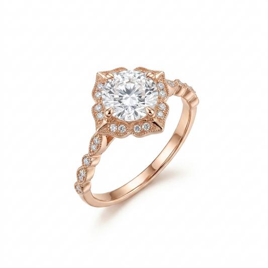 Silver or Gold Cushion Cut Halo Moissanite Engagement Ring 1.3ct