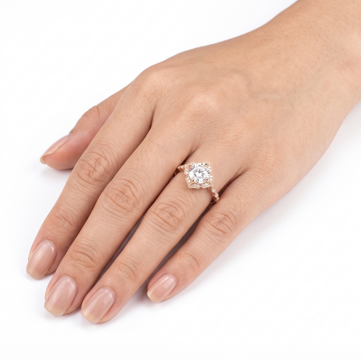 Silver or Gold Cushion Cut Halo Moissanite Engagement Ring 1.3ct