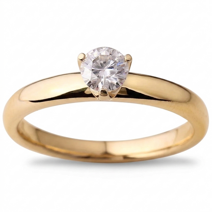 14k Solitaire Moissanite Yellow Gold Wedding Ring for Women 0.4ct