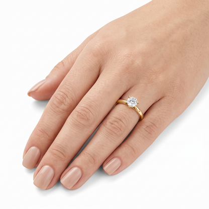 14k Solitaire Moissanite Yellow Gold Wedding Ring for Women 0.4ct