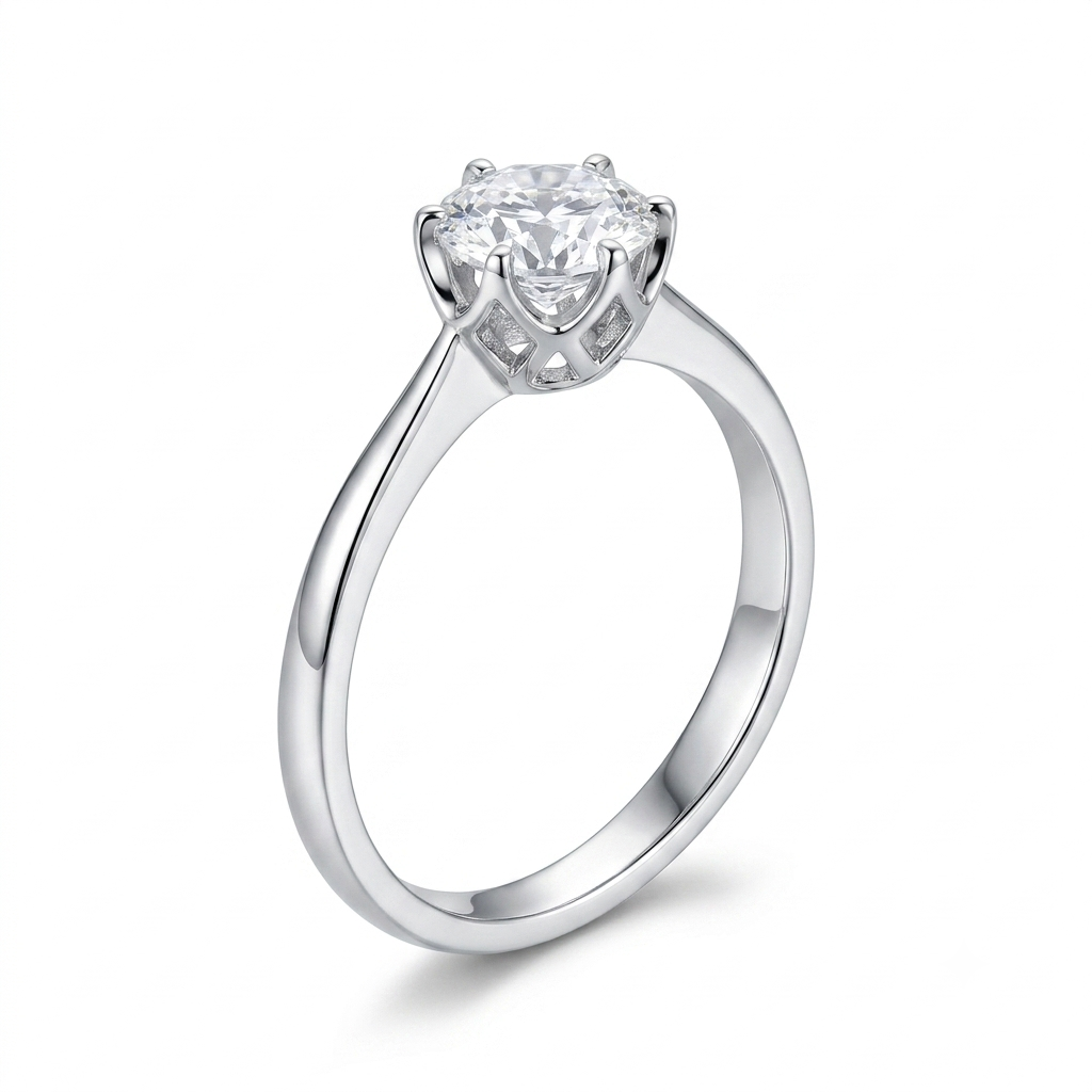 Gold Women Wedding Rings - 14k White Gold Solitaire Moissanite Ring 1ct
