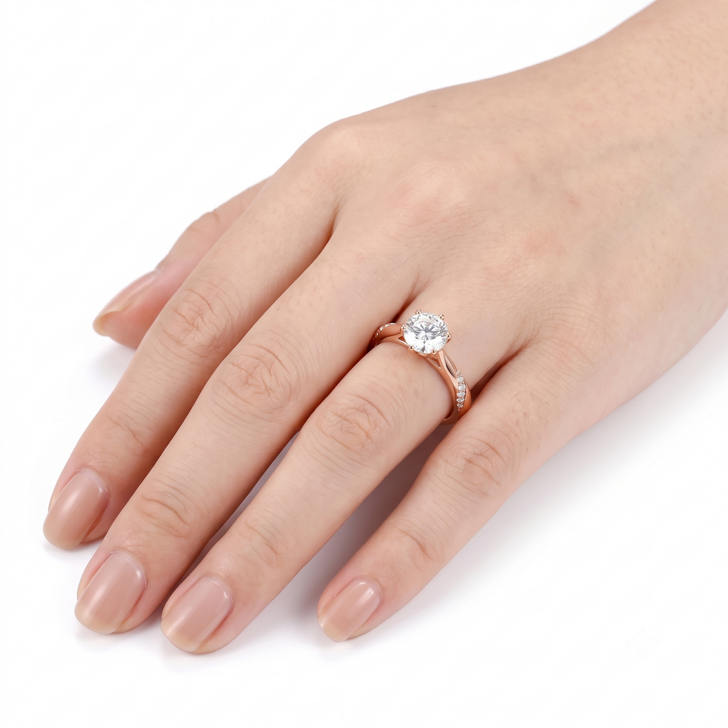 14k Rose Gold Moissanite Ring 1ct Center Stone / Best Engagement Rings Near Me