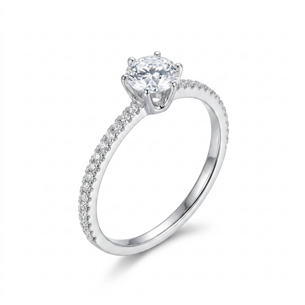 10k White Gold Moissanite Wedding Ring for Woman 0.43ct Total