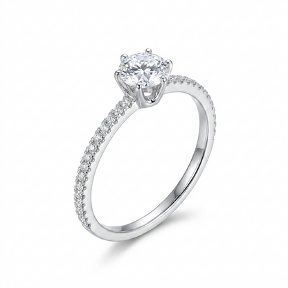 10k White Gold Moissanite Wedding Ring for Woman 0.43ct Total