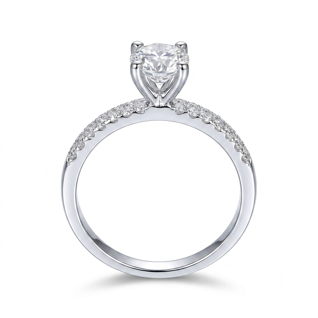 14k White Gold Moissanite Ring 0.7ct Total | Ladies Wedding Band Rings