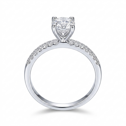 14k White Gold Moissanite Ring 0.7ct Total | Ladies Wedding Band Rings