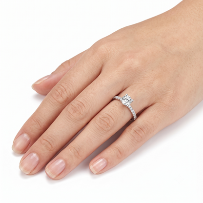 14k White Gold Moissanite Ring 0.7ct Total | Ladies Wedding Band Rings