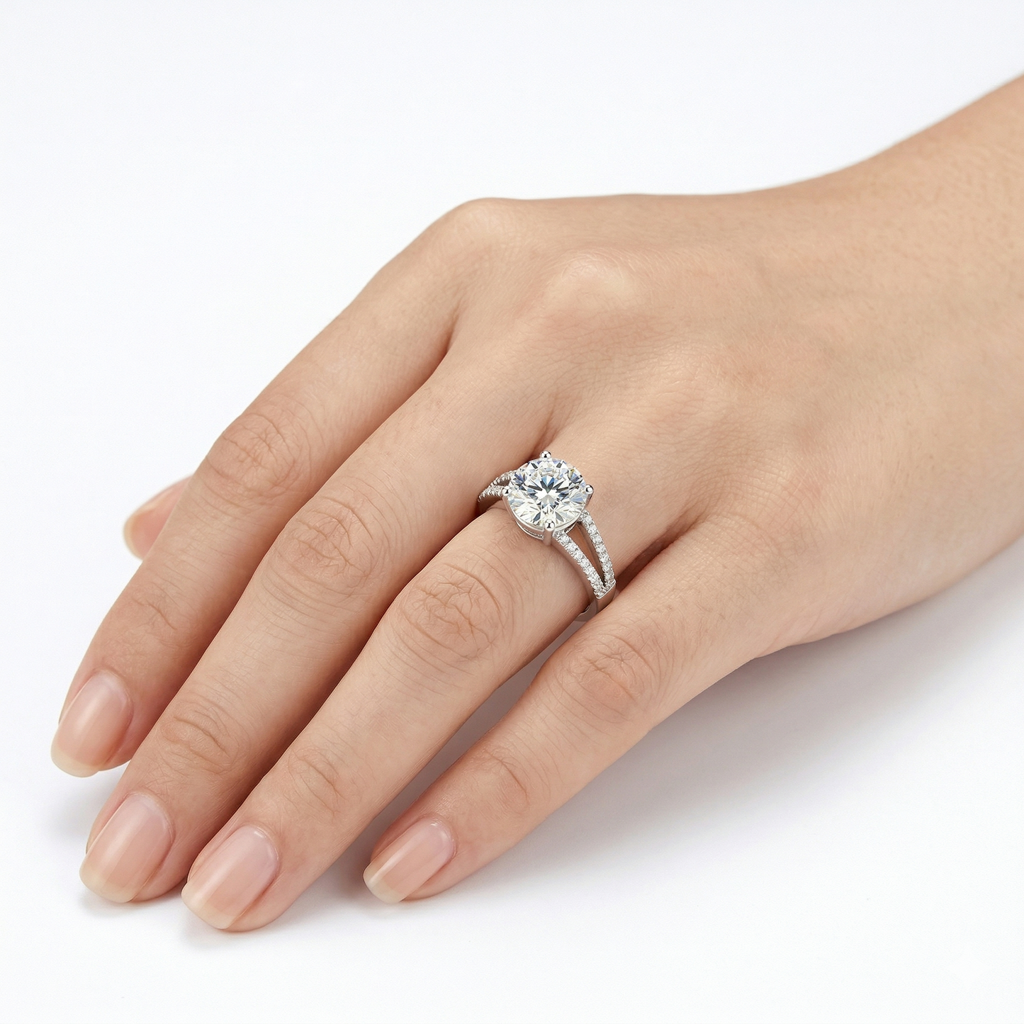 Platinum Plated Silver Moissanite Dual Band Ring 1ct & 2ct Options