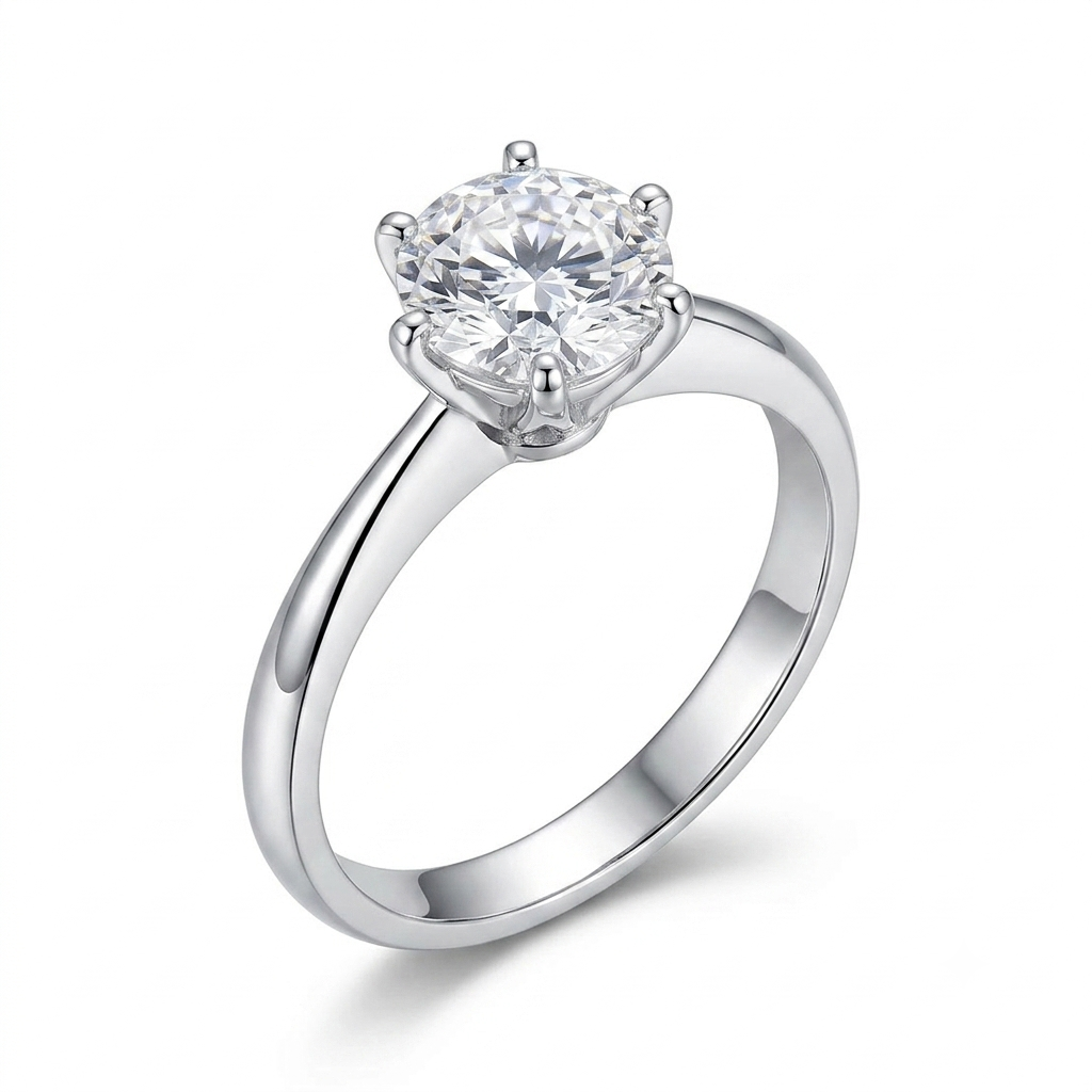 18k White / Yellow / Rose Gold Solitaire Moissanite Ring 0.5ct | Engagement Ring Rose Gold