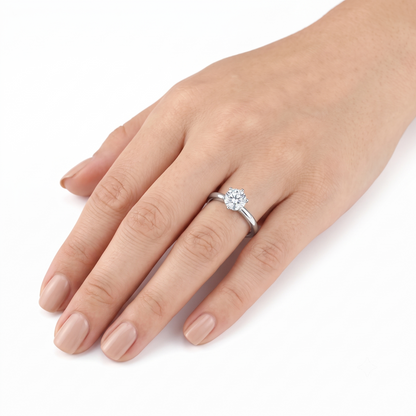 18k White / Yellow / Rose Gold Solitaire Moissanite Ring 0.5ct | Engagement Ring Rose Gold