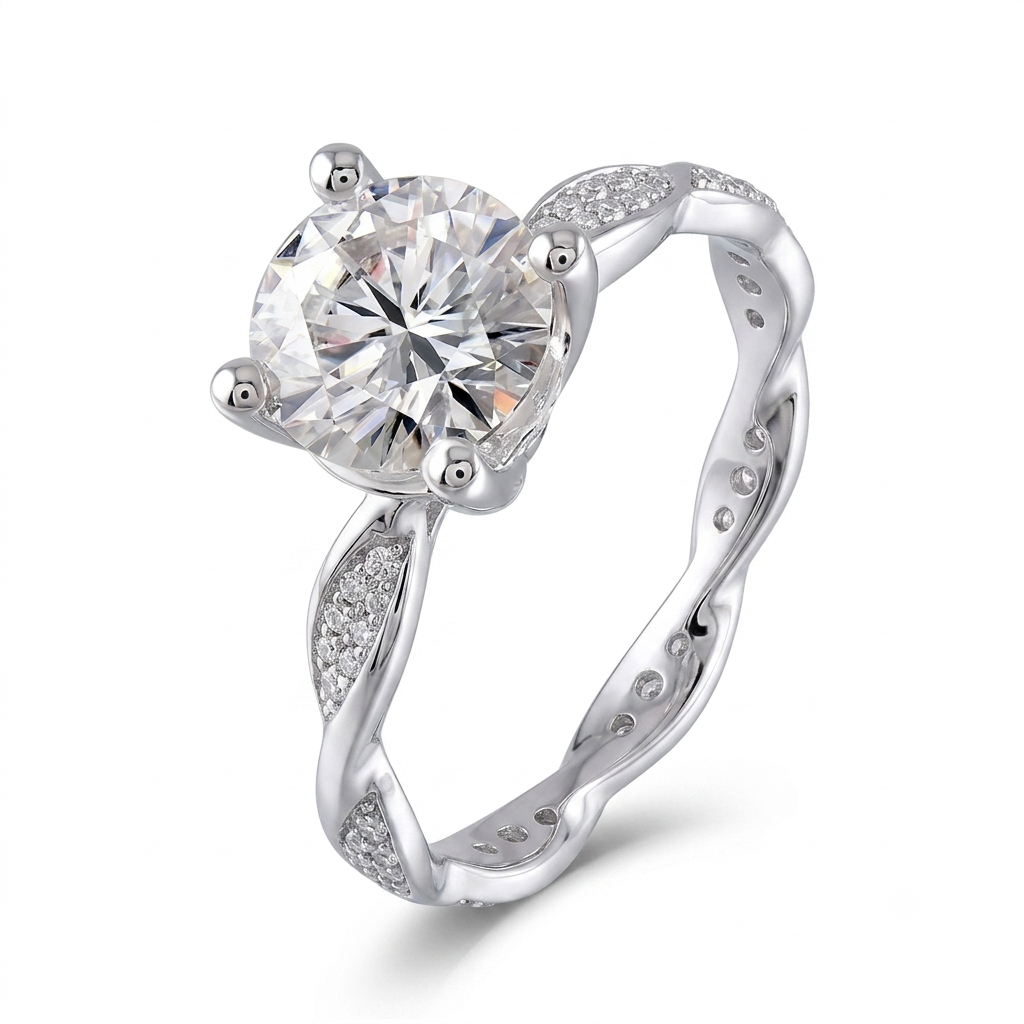 14k White Gold Moissanite Ring 1ct Center Stone - White Gold Engage Rings Collection