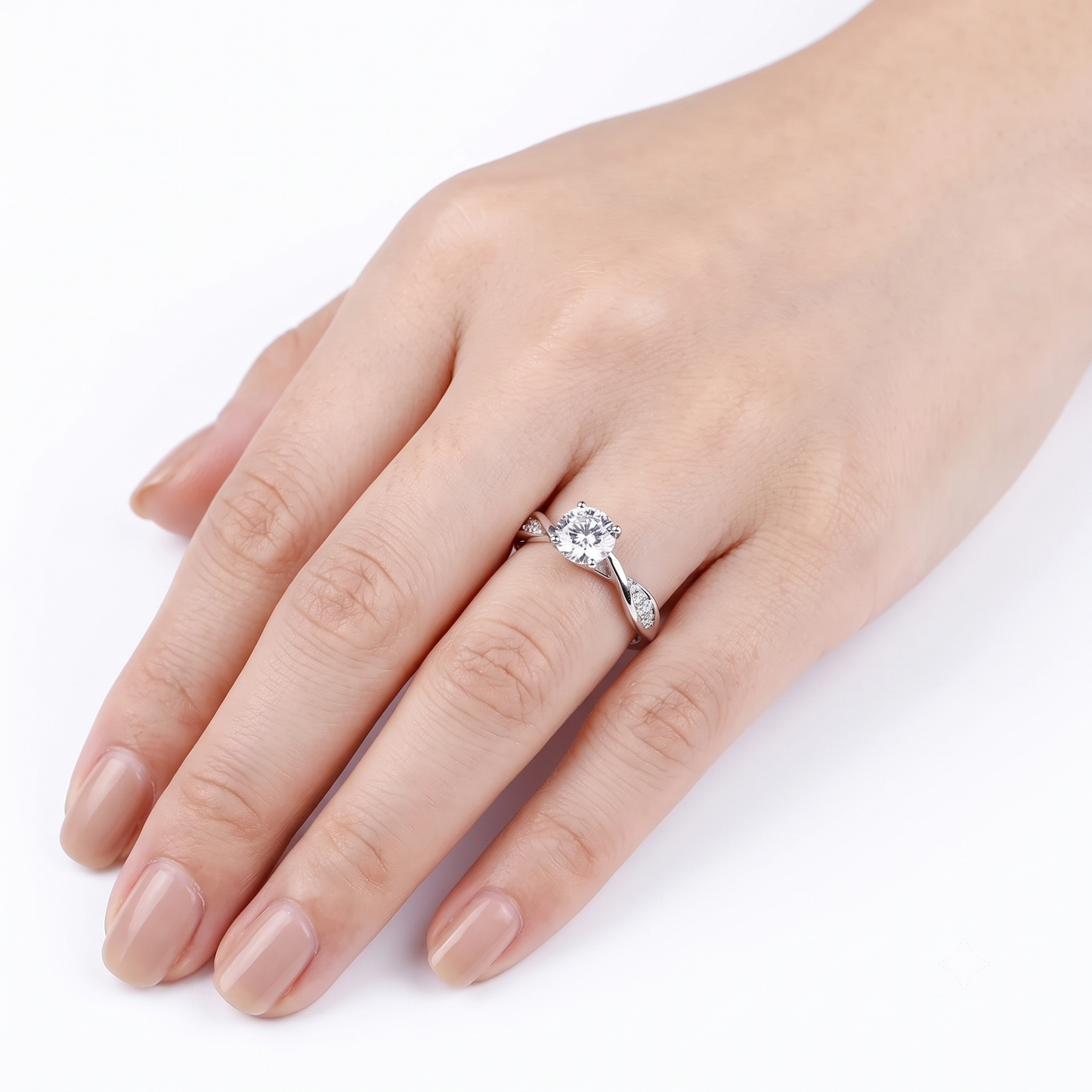 14k White Gold Moissanite Ring 1ct Center Stone - White Gold Engage Rings Collection