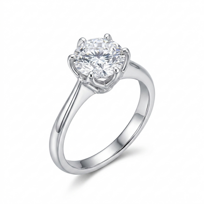 14k White Gold Solitaire Moissanite Ring 2 Carat