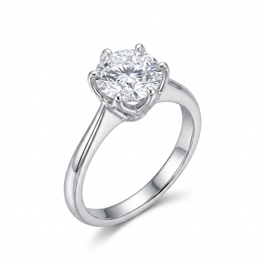 14k White Gold Solitaire Moissanite Ring 2 Carat