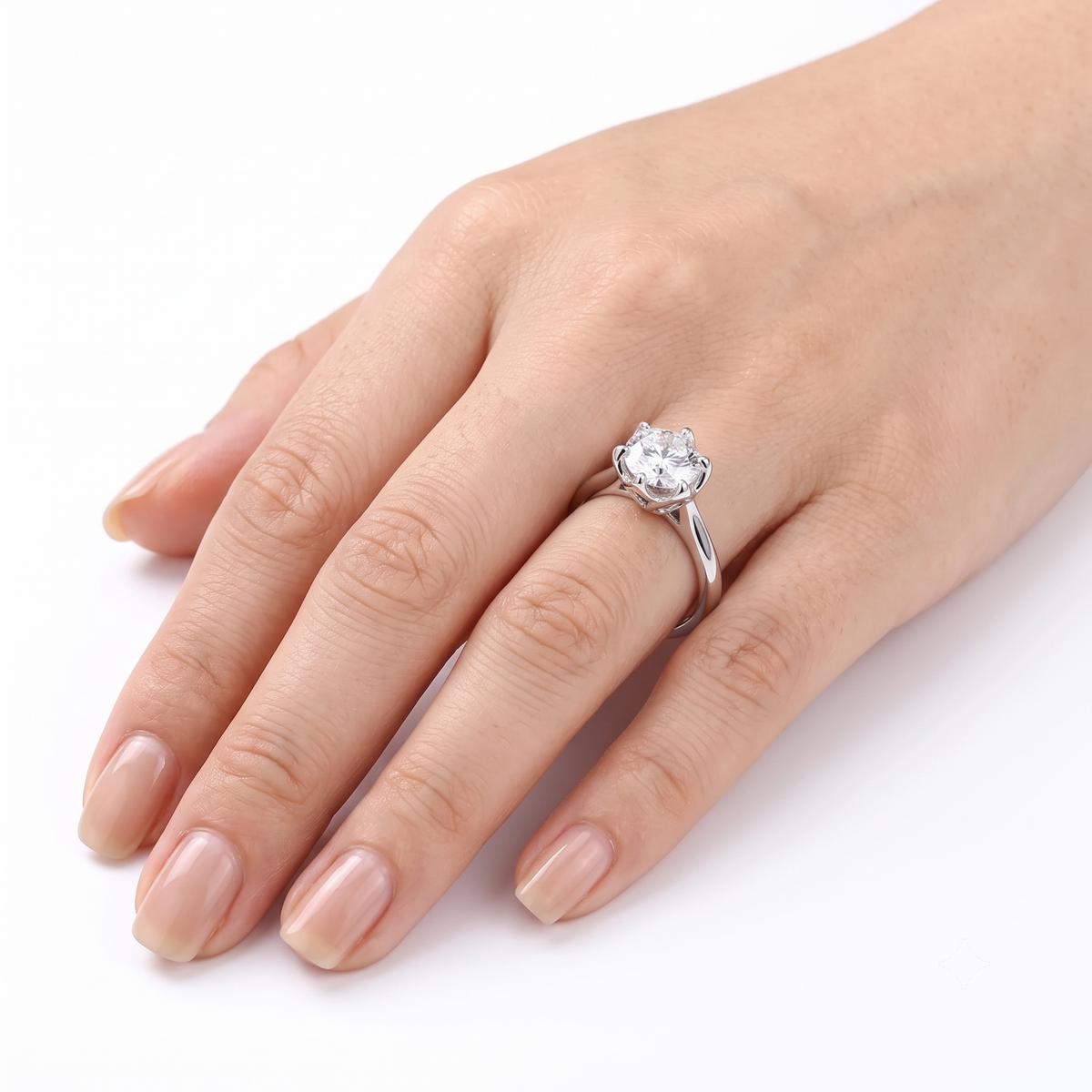 14k White Gold Solitaire Moissanite Ring 2 Carat