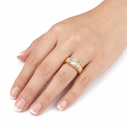 Resizable White Or Yellow Gold Plated Moissanite Adjustable Ring Jewelry 1ct Stone