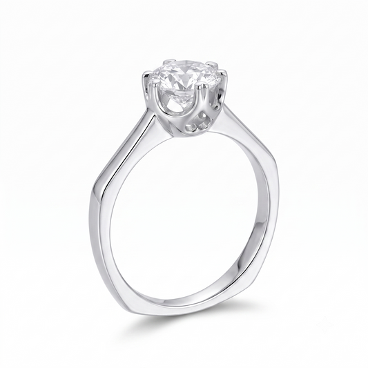 14k White Gold Moissanite Solitaire Engagement Ring 1 Carat