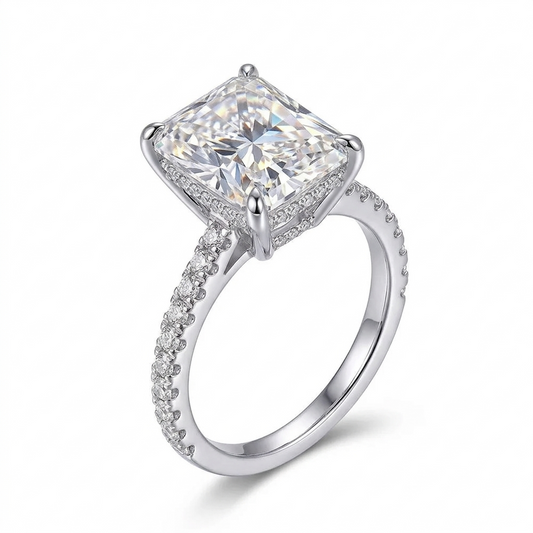 925 Silver Solitaire Ring / Moissanite Engagement Ring 4ct Main Stone