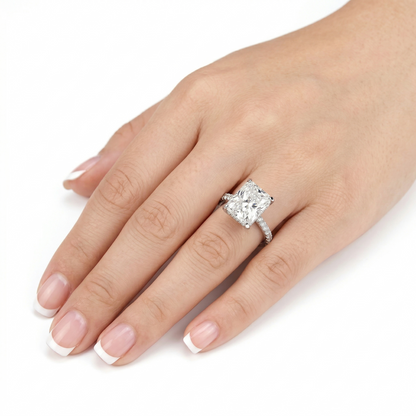 925 Silver Solitaire Ring / Moissanite Engagement Ring 4ct Main Stone