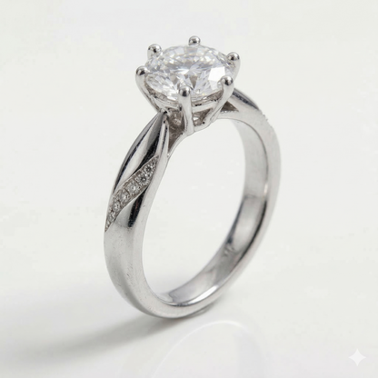 Solitaire Moissanite Engagement Ring, 1ct - 3ct Options
