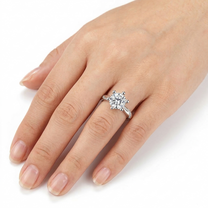 Solitaire Moissanite Engagement Ring, 1ct - 3ct Options