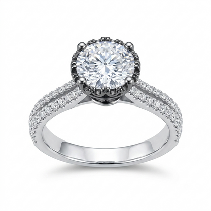 Platinum Ring Wedding - Platinum Plated Silver Moissanite Ring 1ct Center Stone