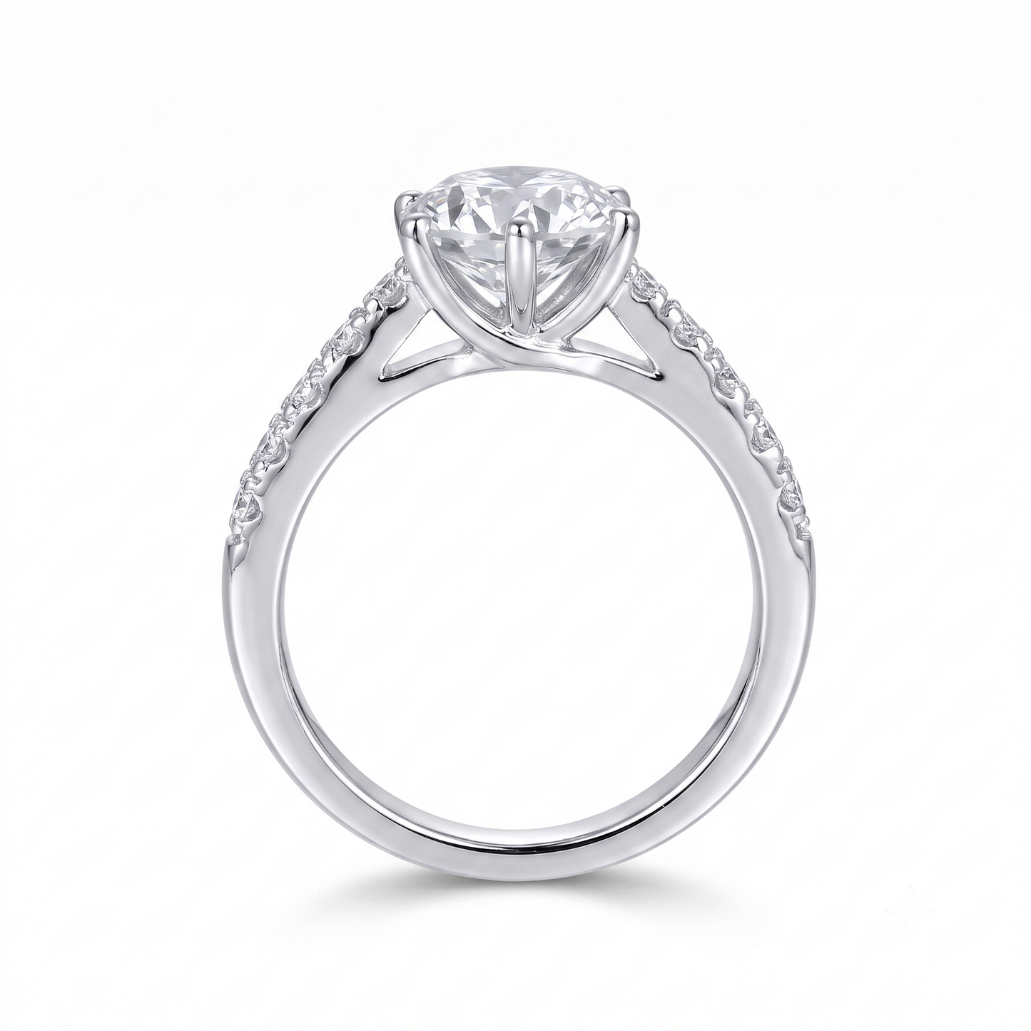 Platinum Plated Silver Moissanite Affordable Engagement Ring 2ct Center Stone