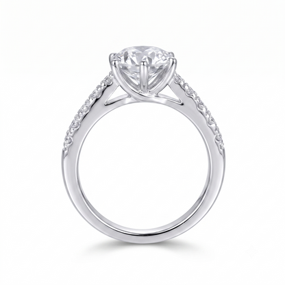 Platinum Plated Silver Moissanite Affordable Engagement Ring 2ct Center Stone