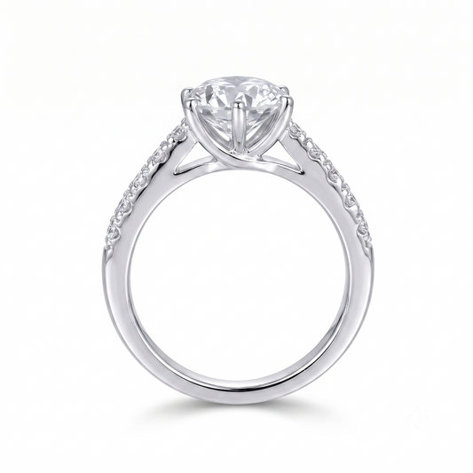 Platinum Plated Silver Moissanite Affordable Engagement Ring 2ct Center Stone