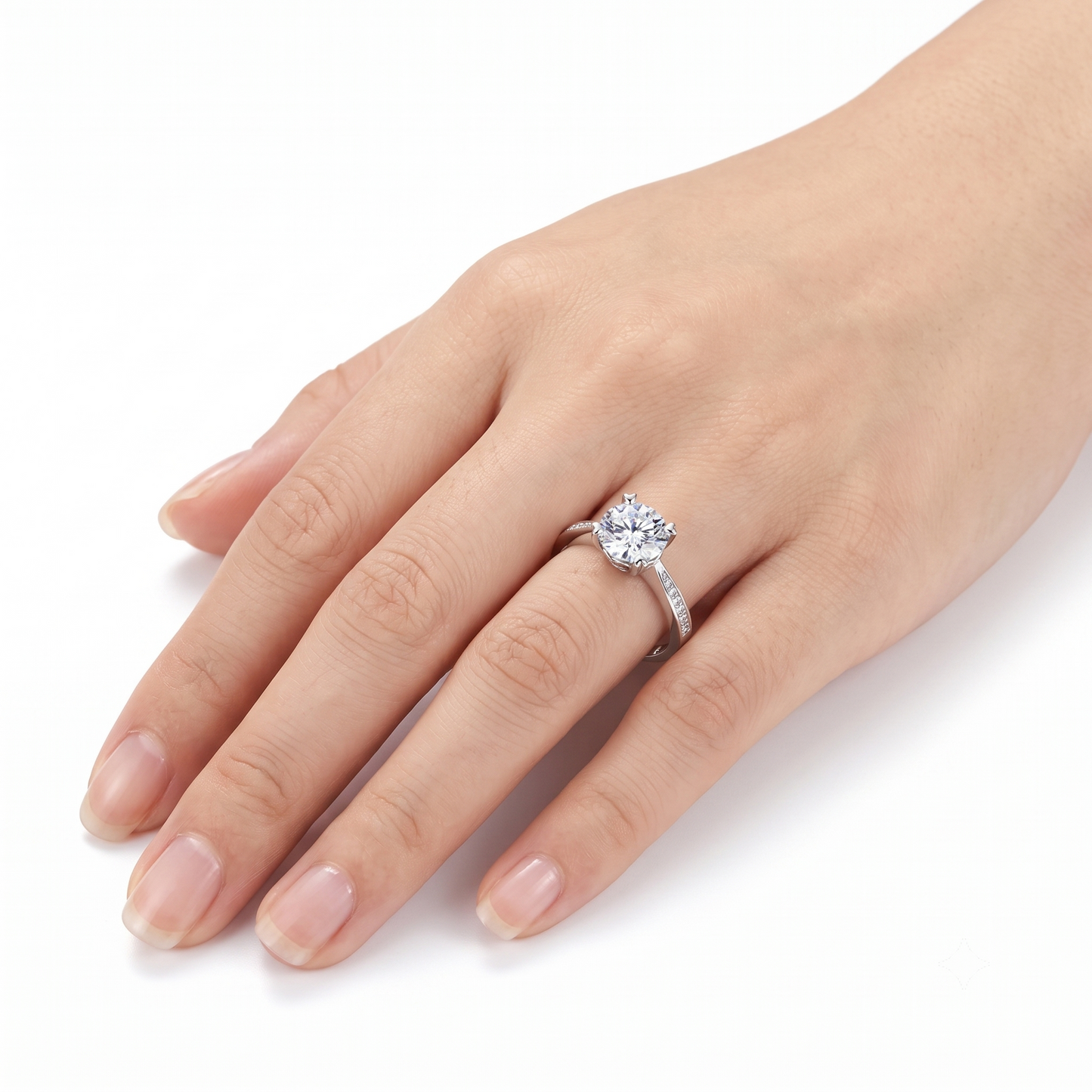 Platinum Plated Silver Moissanite Ring 1ct