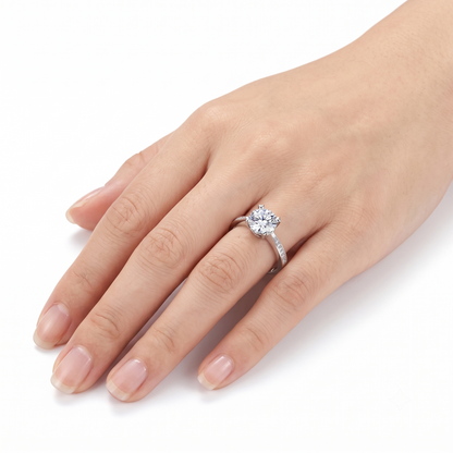 Platinum Plated Silver Moissanite Ring 1ct
