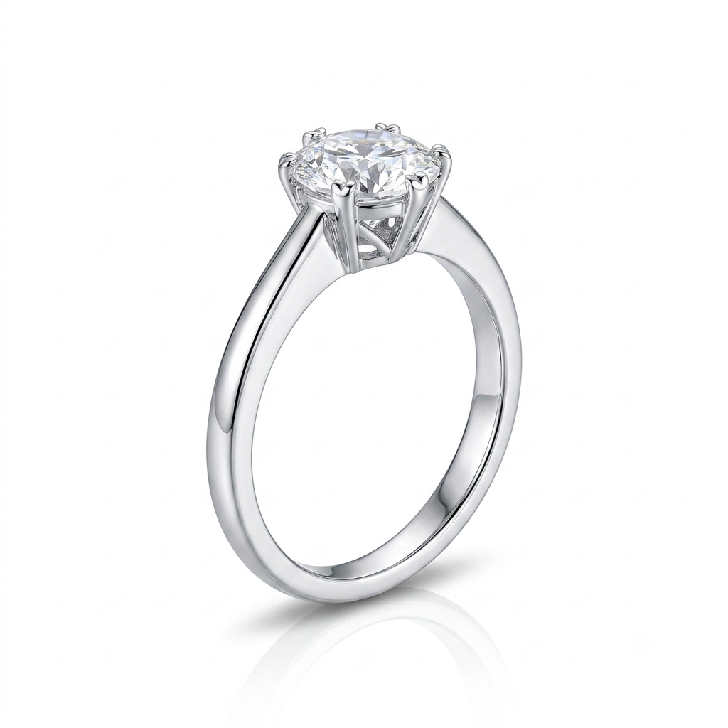 1ct Platinum Plated Solitaire Moissanite Rings Engagement