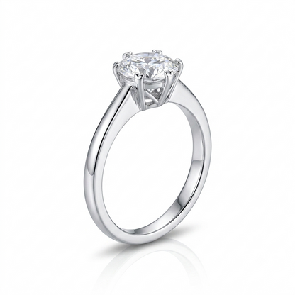 1ct Platinum Plated Solitaire Moissanite Rings Engagement
