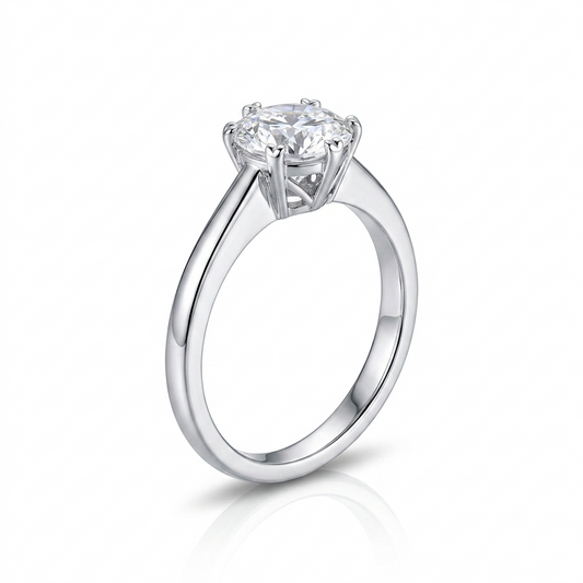 1ct Platinum Plated Solitaire Moissanite Rings Engagement