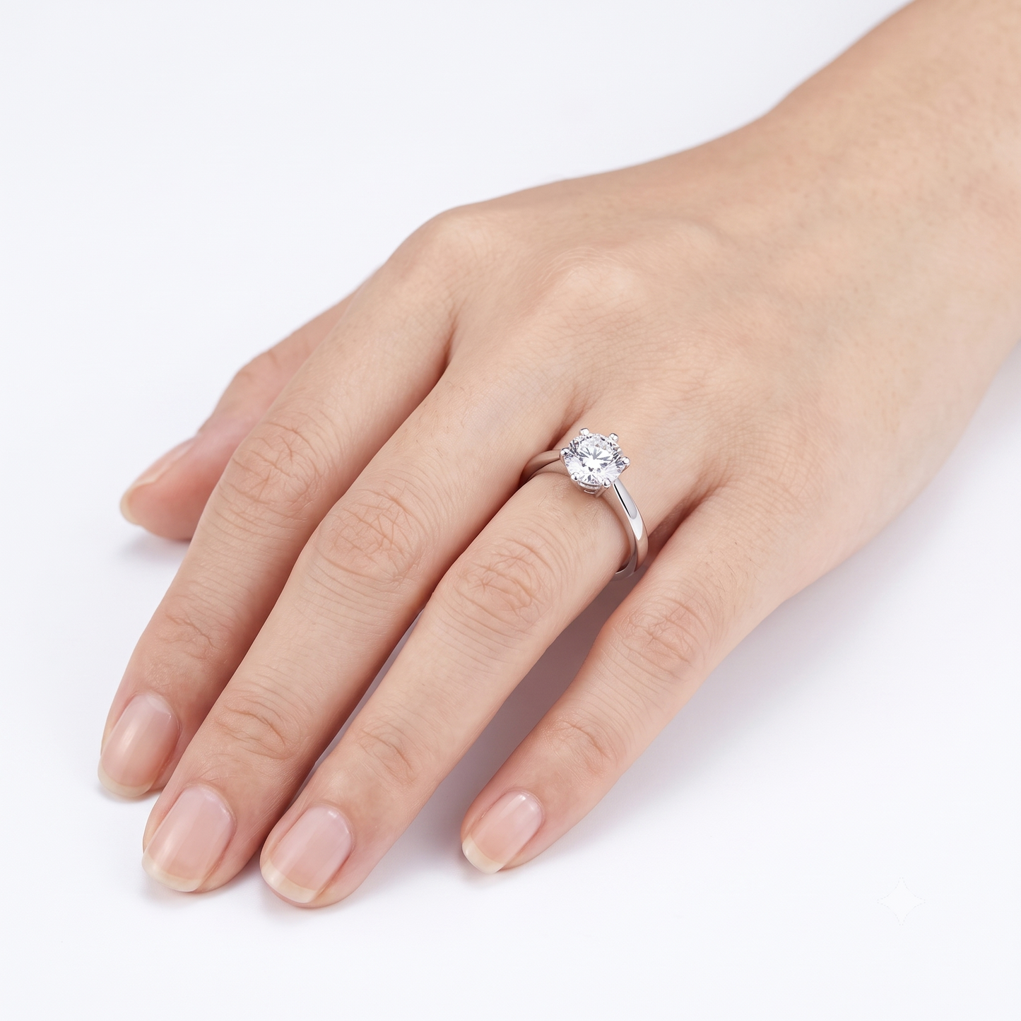 1ct Platinum Plated Solitaire Moissanite Rings Engagement