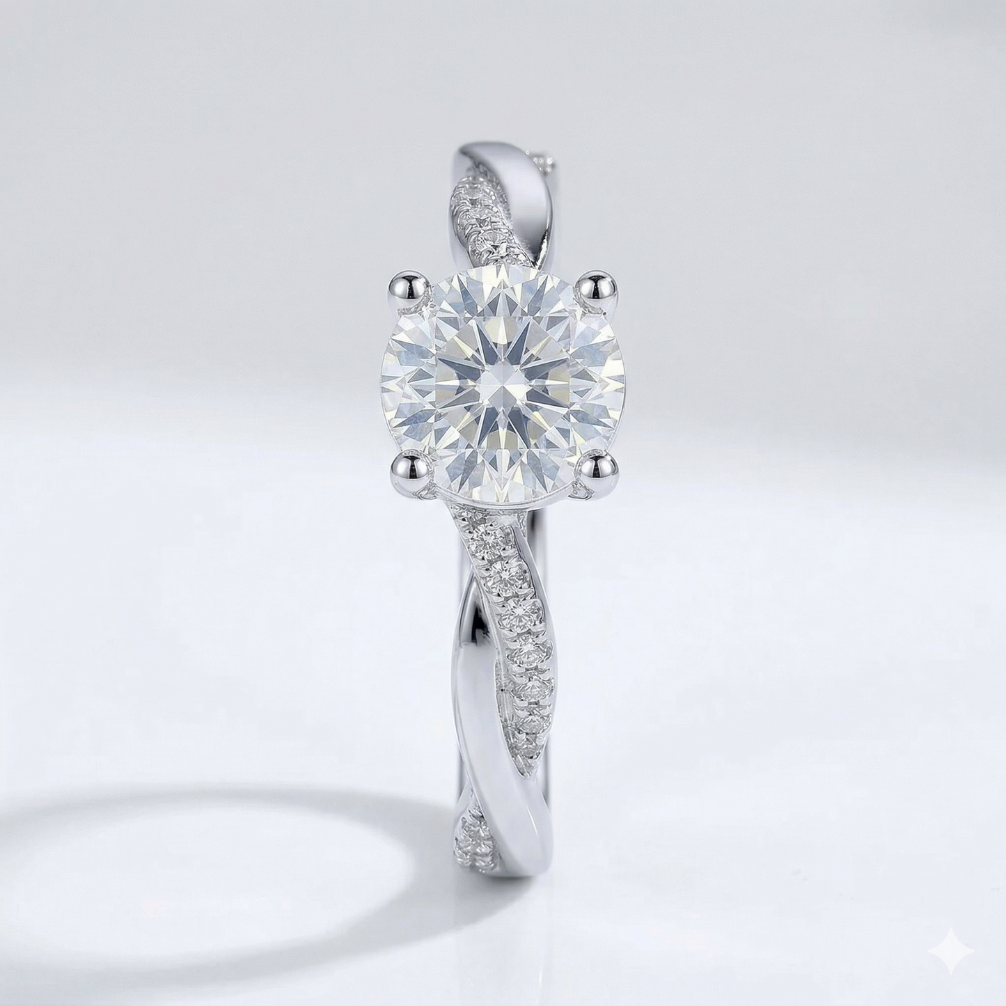 14k White Gold Moissanite Ring 1ct Center Stone - Best Engagement Ring Stone