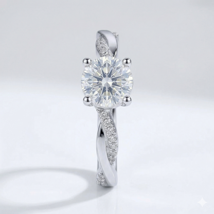 14k White Gold Moissanite Ring 1ct Center Stone - Best Engagement Ring Stone