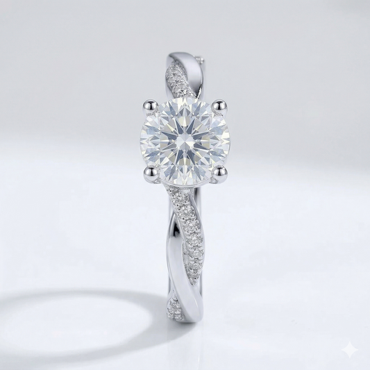 14k White Gold Moissanite Ring 1ct Center Stone - Best Engagement Ring Stone