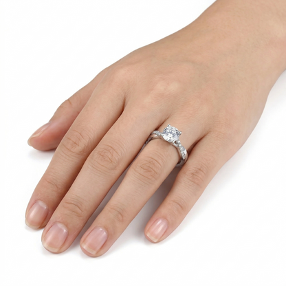 14k White Gold Moissanite Ring 1ct Center Stone - Best Engagement Ring Stone