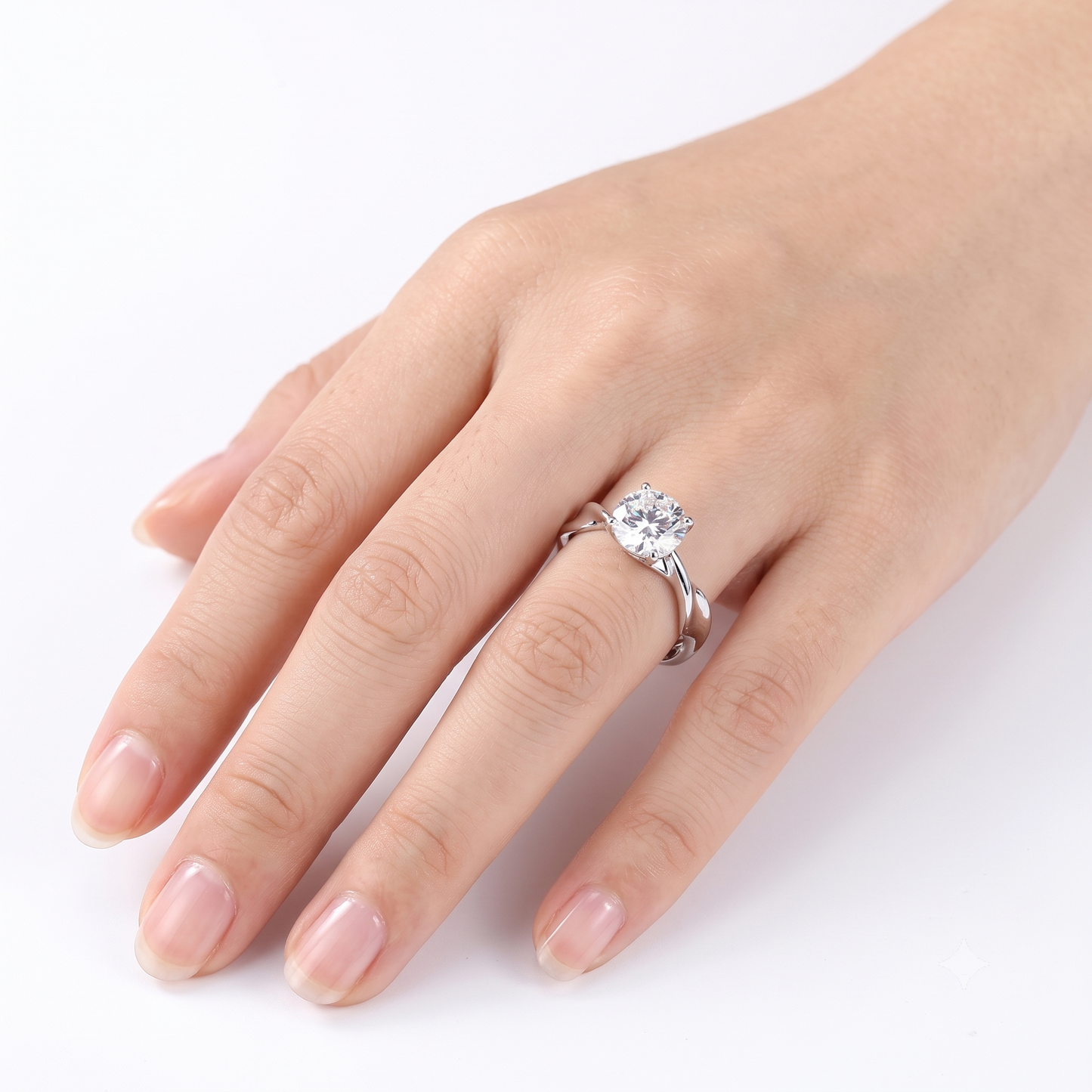 14k White Gold Twisted Band Ring Moissanite 1ct