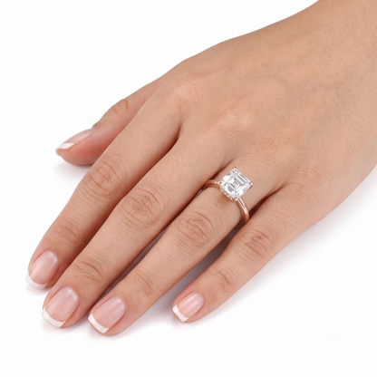 14k Rose Gold Asscher Cut Moissanite 1.5 Carat Engagement Ring Total
