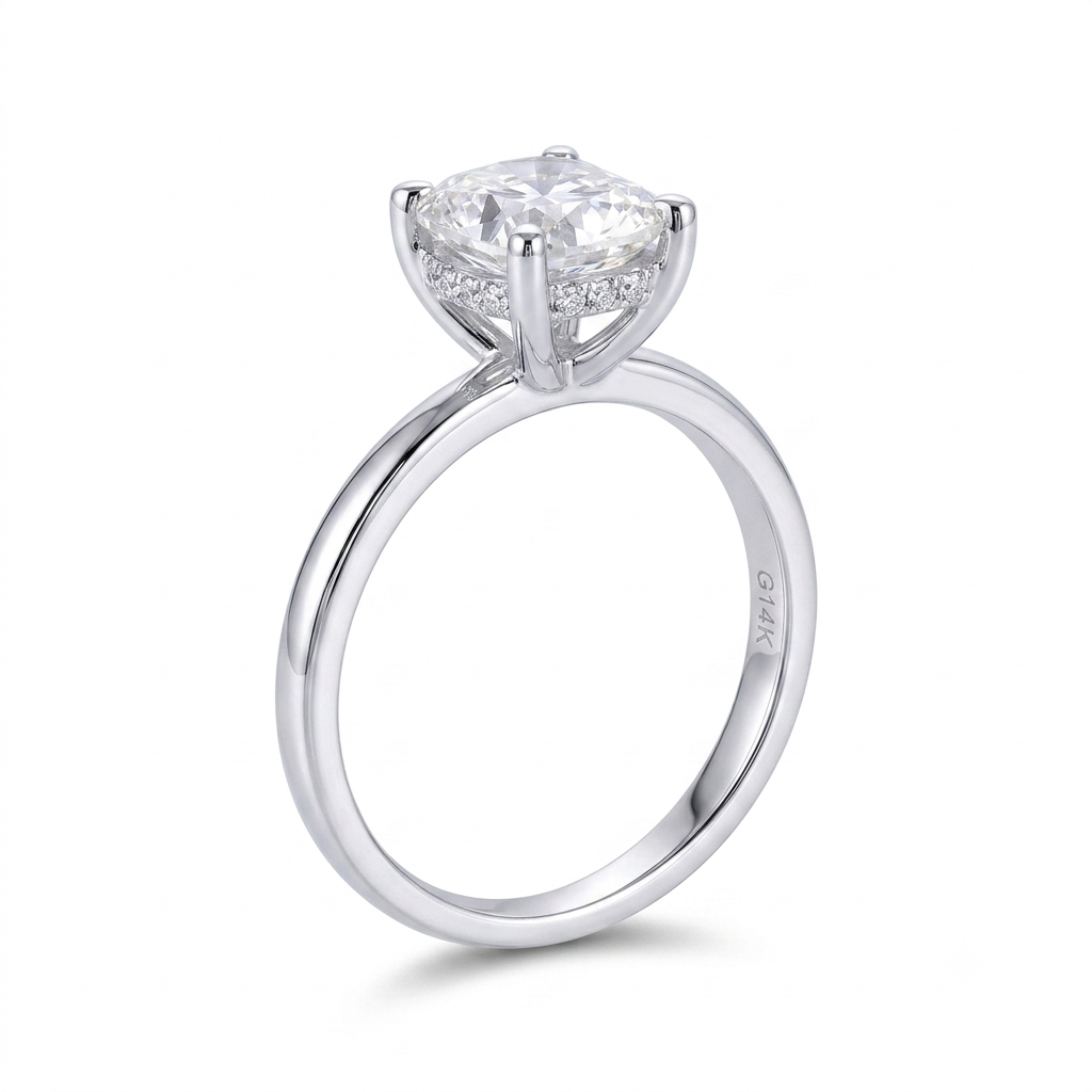 14k White Gold Asscher Cut Moissanite 1.5 Carat Ring Total