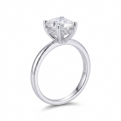 14k White Gold Asscher Cut Moissanite 1.5 Carat Ring Total